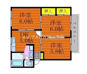 岡山駅 バス30分  社宅前下車：停歩4分 2階の物件間取画像